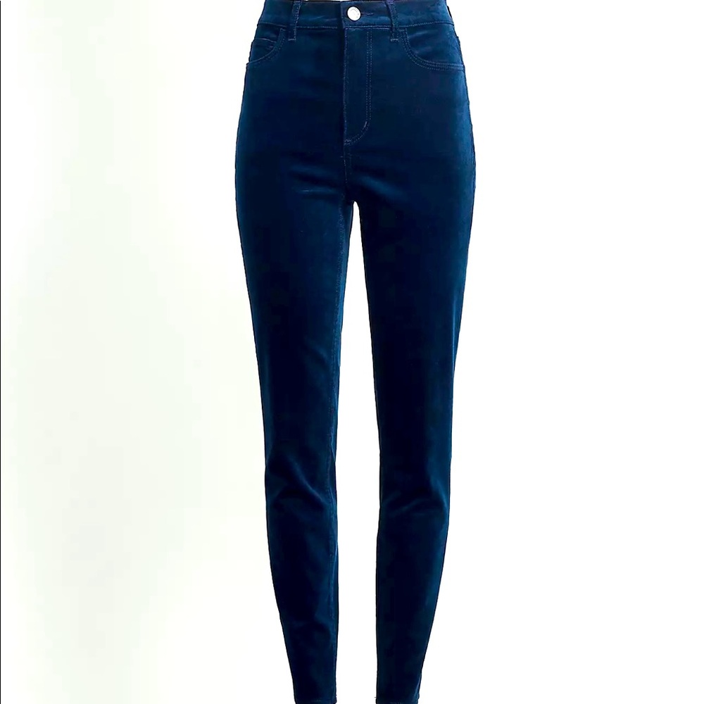 Loft Blue Velvet high waist skinny pant.